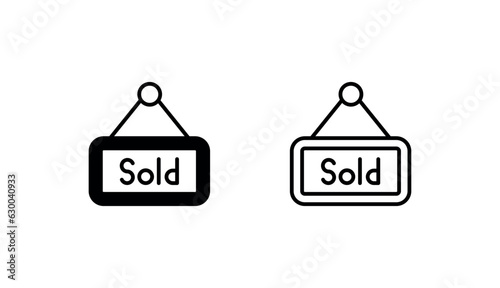 Sold Sign icon design with white background stock illustration