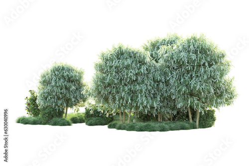 Green landscape isolated on transparent background. 3d rendering - illustration