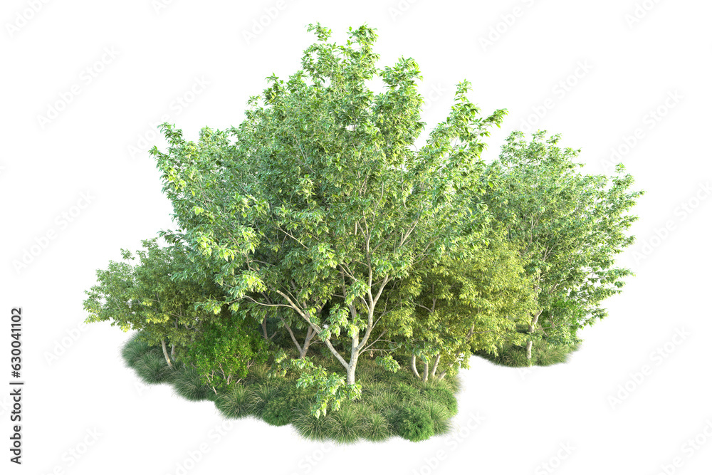 Fototapeta premium Green landscape isolated on transparent background. 3d rendering - illustration