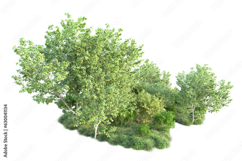 Fototapeta premium Green landscape isolated on transparent background. 3d rendering - illustration