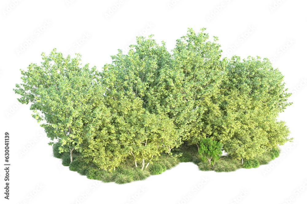Green landscape isolated on transparent background. 3d rendering - illustration Green landscape isolated on transparent background. 3d rendering - illustration