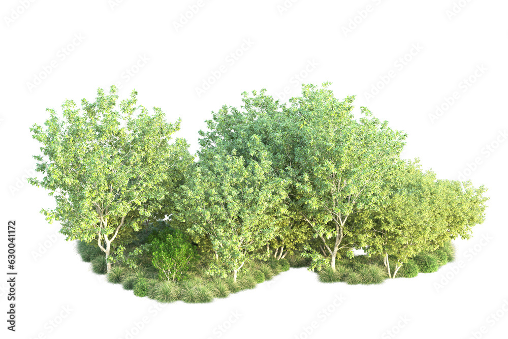 Obraz premium Green landscape isolated on transparent background. 3d rendering - illustration