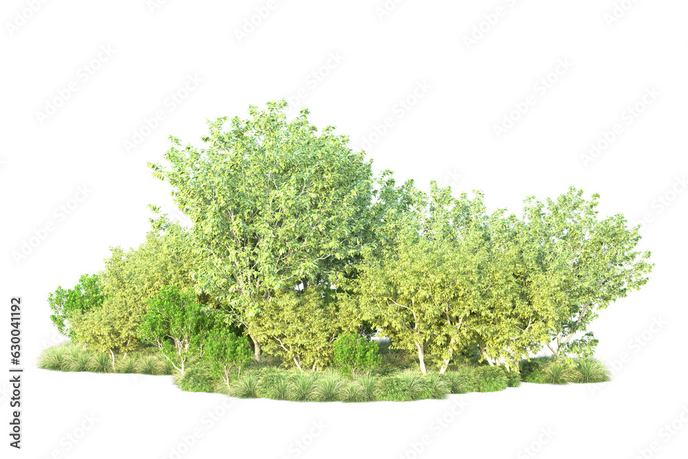 Obraz premium Green landscape isolated on transparent background. 3d rendering - illustration