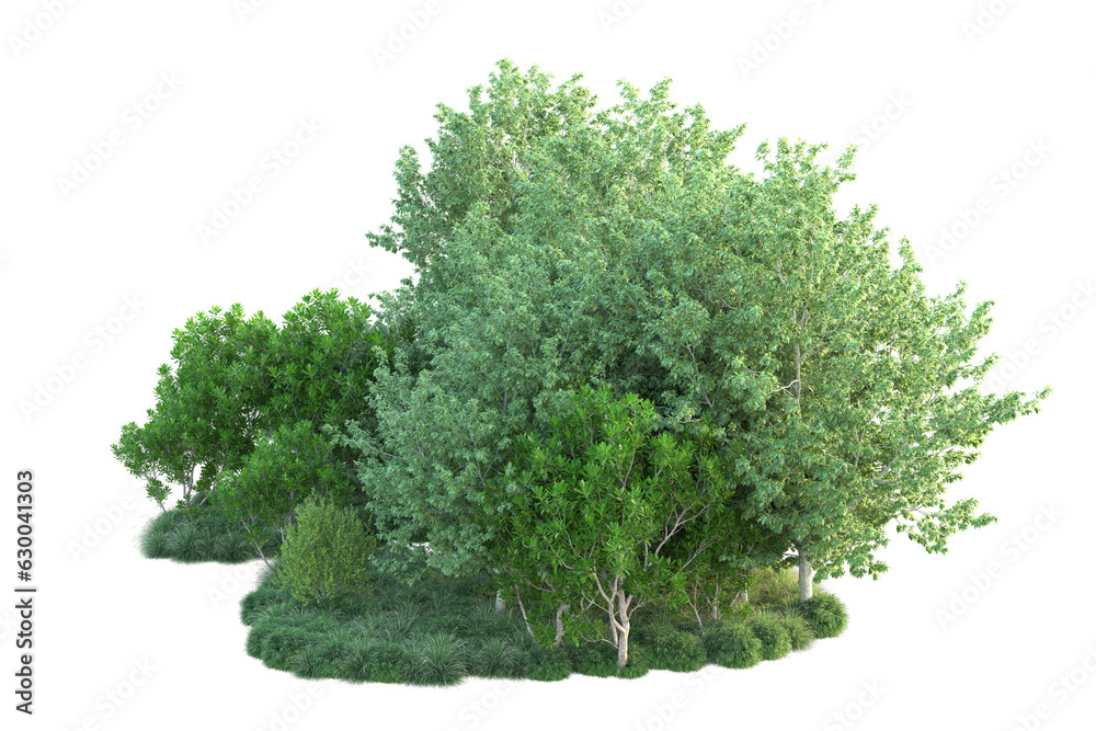 Obraz premium Green landscape isolated on transparent background. 3d rendering - illustration