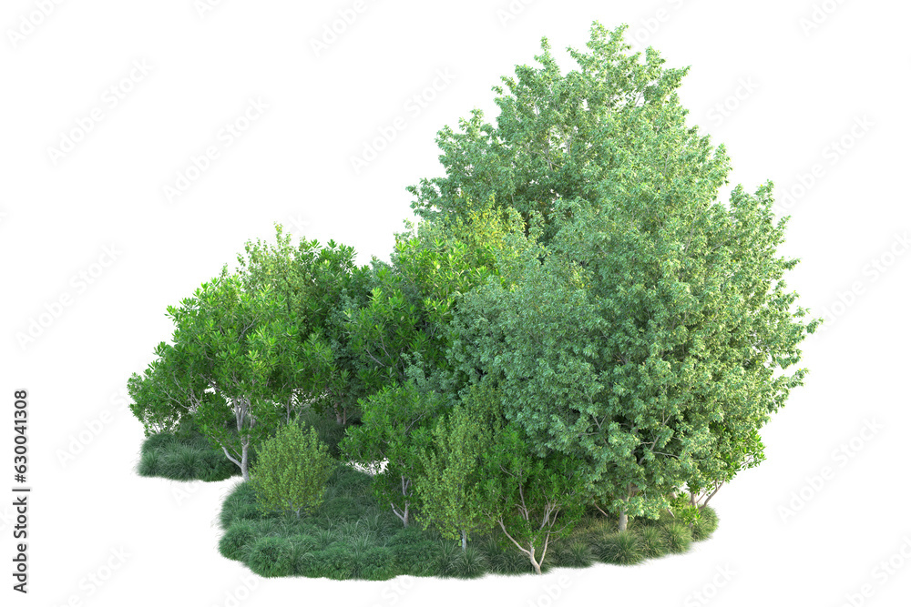 Green landscape isolated on transparent background. 3d rendering - illustration Green landscape isolated on transparent background. 3d rendering - illustration