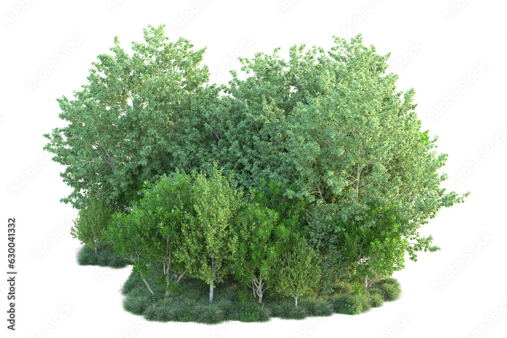 Fototapeta premium Green landscape isolated on transparent background. 3d rendering - illustration