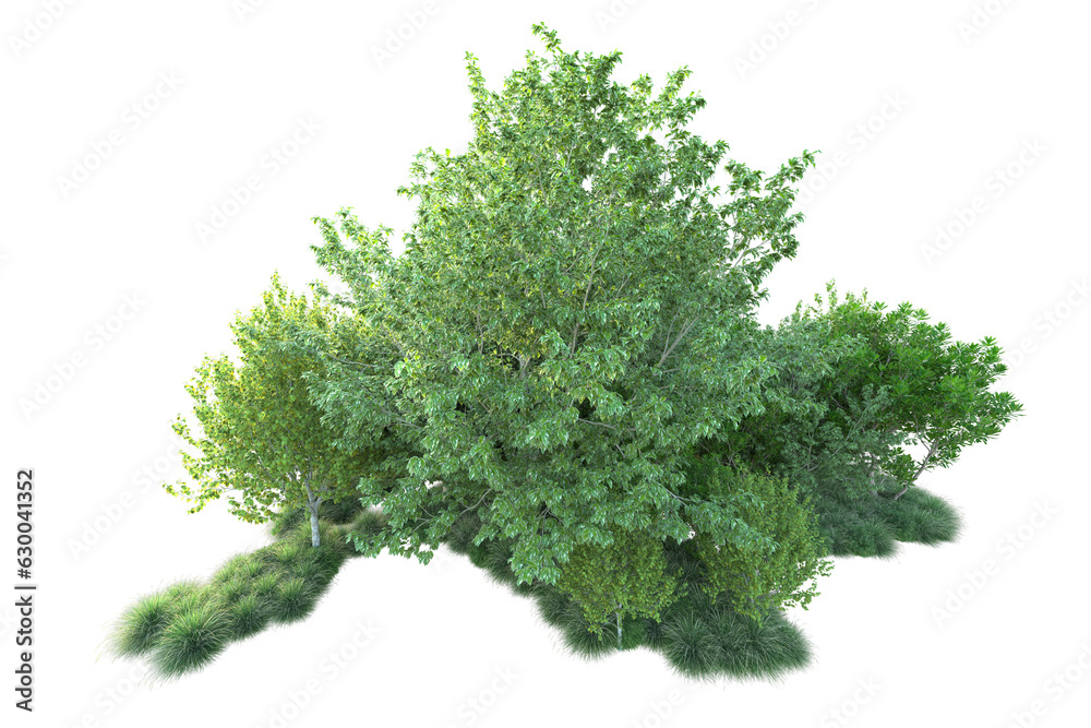 Obraz premium Green landscape isolated on transparent background. 3d rendering - illustration