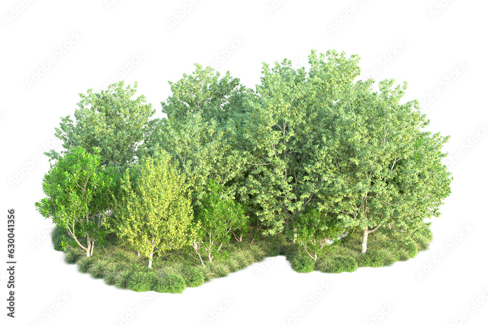 Obraz premium Green landscape isolated on transparent background. 3d rendering - illustration