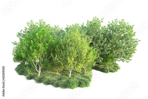 Green landscape isolated on transparent background. 3d rendering - illustration