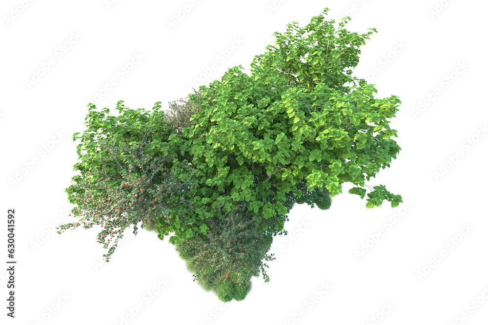 Obraz premium Green landscape isolated on transparent background. 3d rendering - illustration