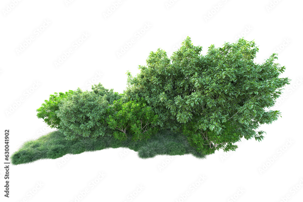 Green landscape isolated on transparent background. 3d rendering - illustration Green landscape isolated on transparent background. 3d rendering - illustration