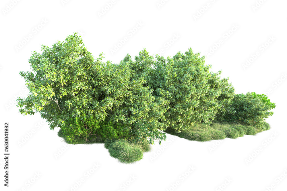 Green landscape isolated on transparent background. 3d rendering - illustration Green landscape isolated on transparent background. 3d rendering - illustration