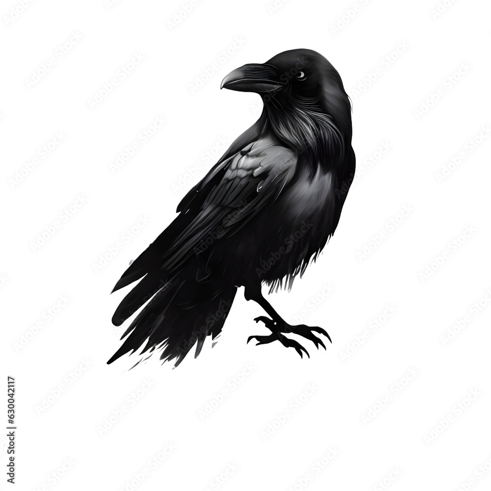 Fototapeta premium Raven illustration art transparent background generative AI.
