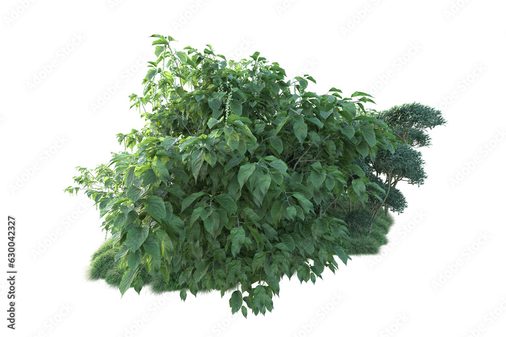 Naklejka premium Green landscape isolated on transparent background. 3d rendering - illustration