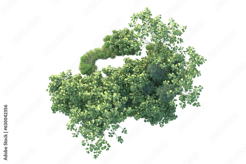 Obraz premium Green landscape isolated on transparent background. 3d rendering - illustration