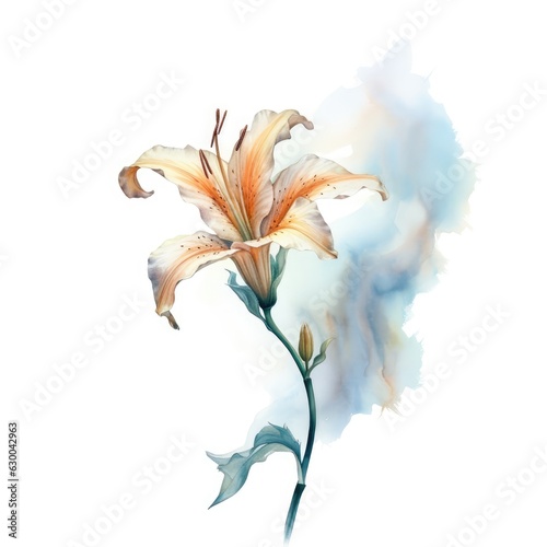 Watercolor illustration of a vibrant flower painted on a clean white canvas