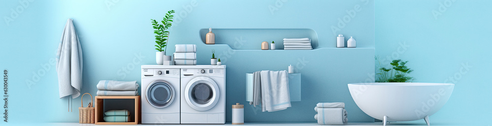 Bathroom appliances on soft blue background Bathroom appliances on soft blue background