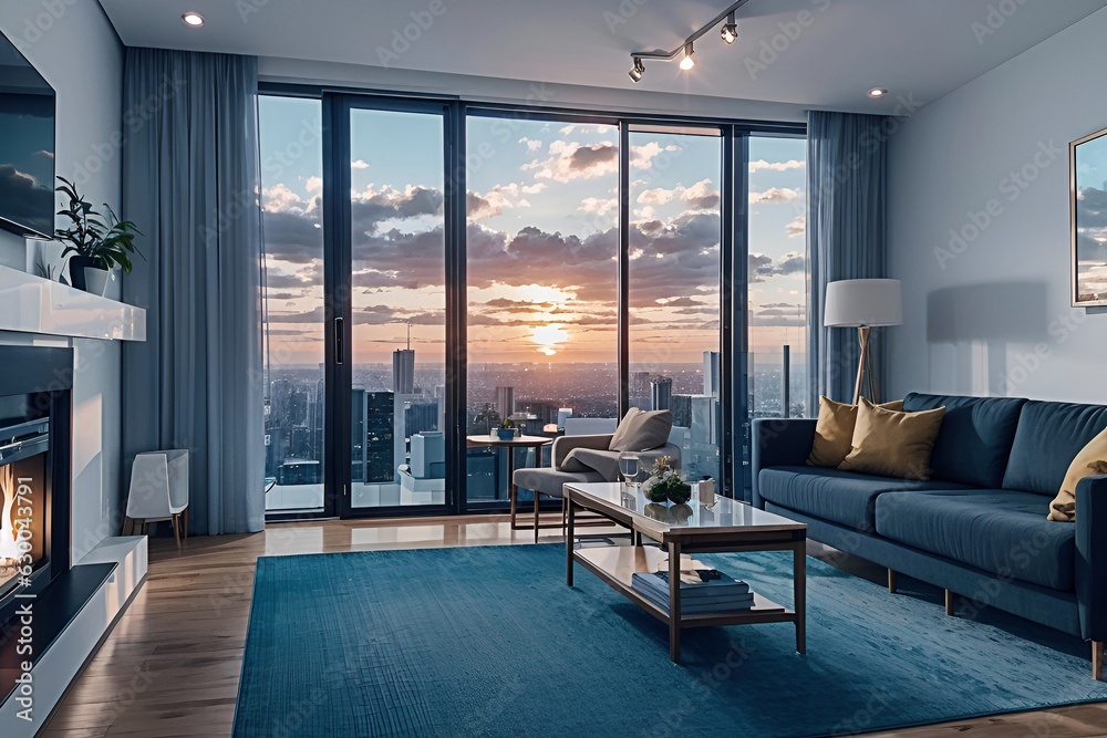 illustration of a modern apartment in a skyscraper. illustration of a modern apartment in a skyscraper.