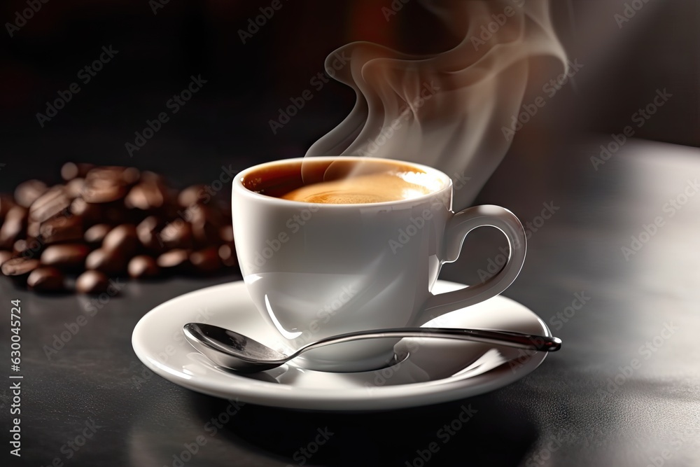 A steaming cup of freshly brewed coffee