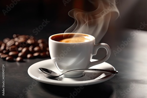 A steaming cup of freshly brewed coffee