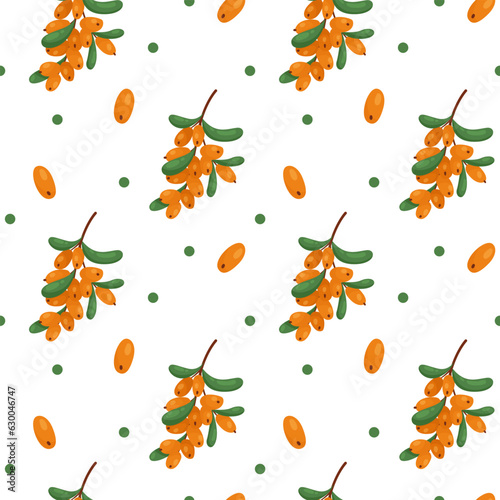 Vector pattern with sea buckthorn