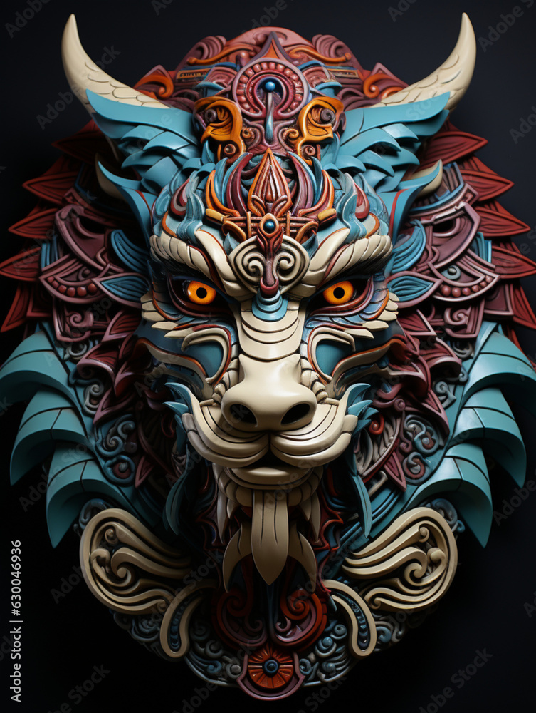 portrait, dragon head in patterns, illustration, creative, simple background, sketch, created with Generative AI technology portrait, dragon head in patterns, illustration, creative, simple background, sketch, created with Generative AI technology
