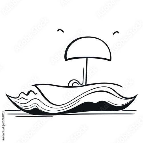 boat wake vector illustration doodle line art
