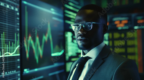 Analyzing the Market: African American Financial Analyst in Action