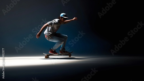 Fast moving skateboarder man skateboarding. © ZayNyi