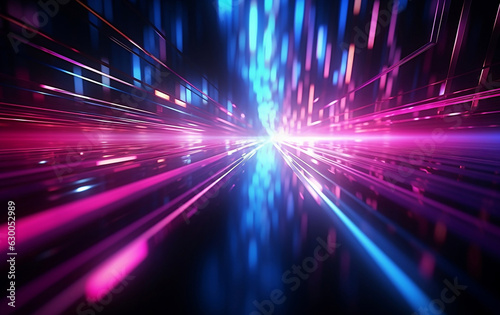 abstract futuristic background with pink blue glowing neon moving high speed wave lines and bokeh lights. Data transfer concept Fantastic wallpaper, Ai Generative