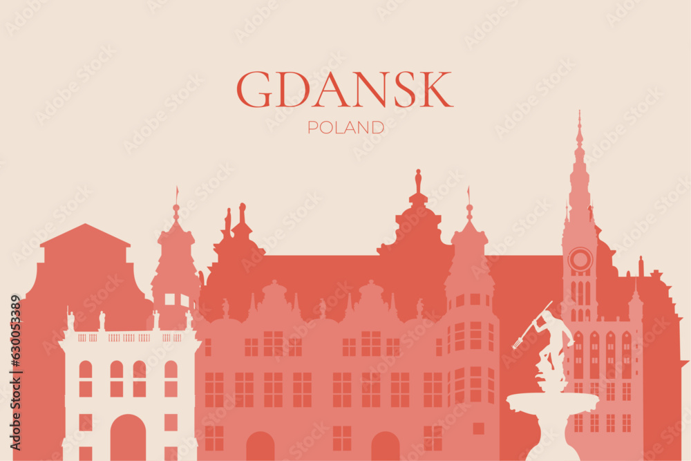Fototapeta premium Gdansk Cityscape Silhouette, Skyline Wallpaper