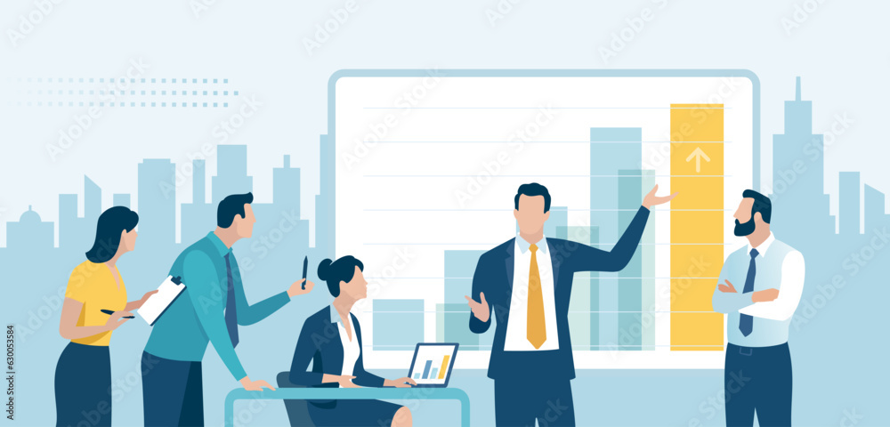 Business plan meeting illustration. Growth concept. Vector illustration. Business plan meeting illustration. Growth concept. Vector illustration.
