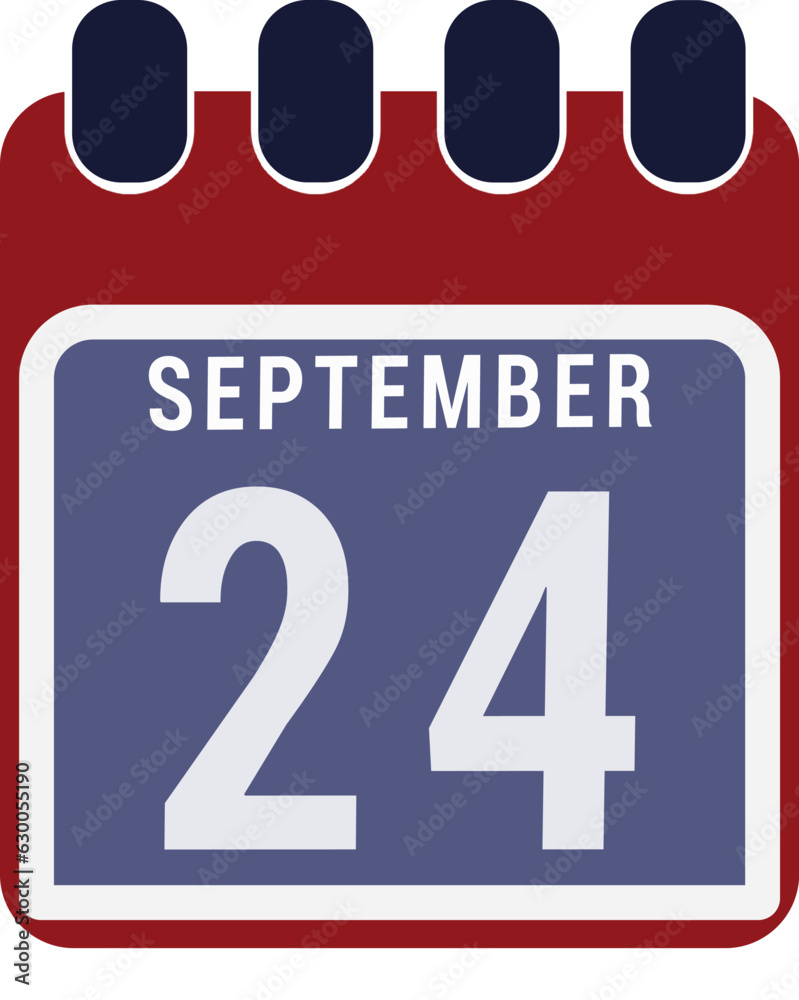 Calendar displaying day 24 (twenty-fourth) of the September - Day 24 of the month. illustration