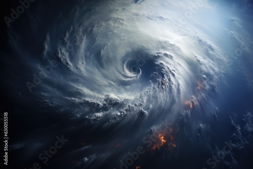 Inside the eye of a massive hurricane from a satellite view - AI Generated