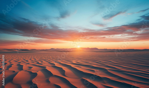 Fototapeta Naklejka Na Ścianę i Meble -  Sunset in the desert. Sand dunes with cloud sky background. High quality photo