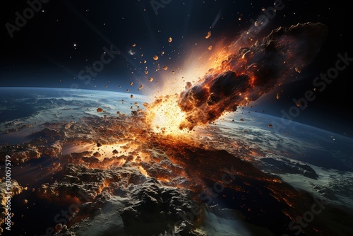 a meteorite slams into the planet's surface, a cosmic cataclysm © stasknop