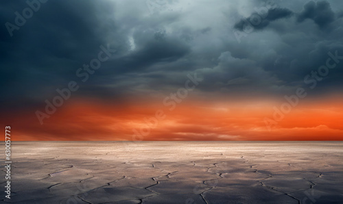 Print op canvas Stormy sky over the desert landscape background