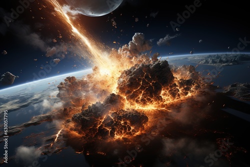 a meteorite slams into the planet s surface  a cosmic cataclysm
