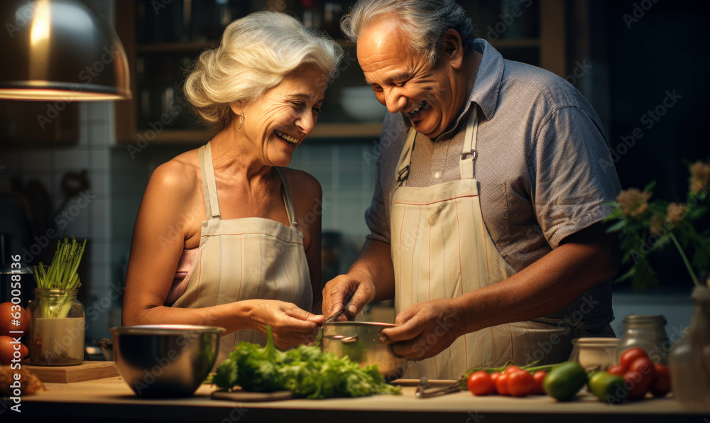 Cooking with Love: Elderly Couple Having Fun