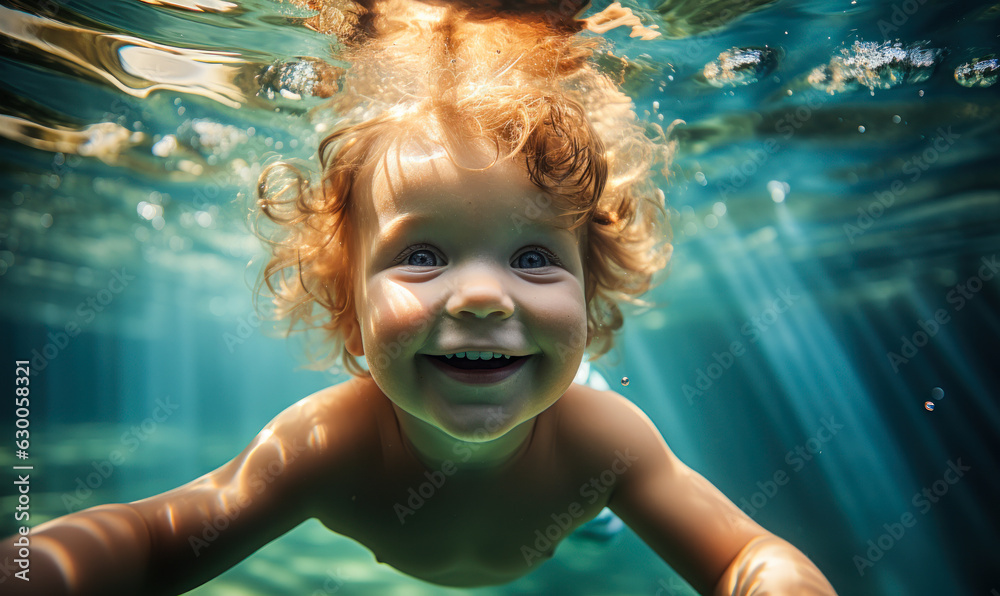 Toddler Aquatics: Adorable Baby Swimming Underwater