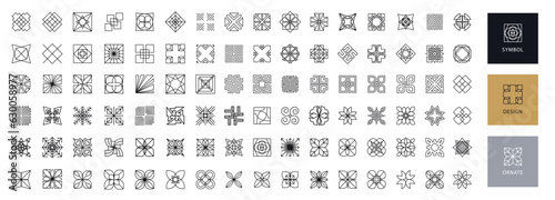 Fototapeta Naklejka Na Ścianę i Meble -  Set of Design of abstract logo and geometric icons of square shape in linear style