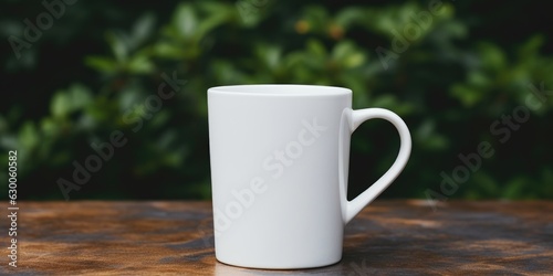 Cup for coffee or tea. Place for text. Generative AI