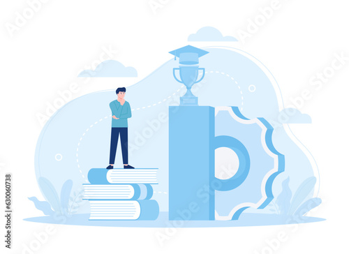 Learning for success graduation, mba concept flat illustration