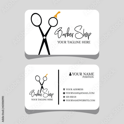 vector Barber shop business card and men's salon or barber shop logo black and white and Barber Shop business card and logo barber black and white men salon business card