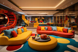 a kids' play area within the hotel, equipped with fun and interactive games for young guests Generative AI