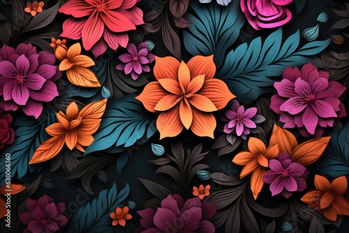 Wallpaper with a floral pattern  fresh colorful bouquet like present for Valentine. Generative Ai.