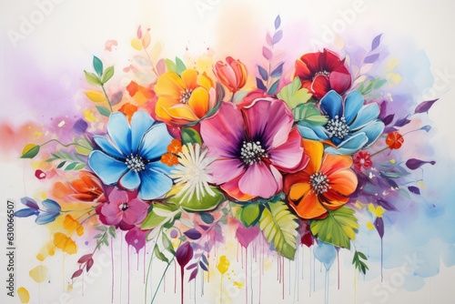 Wallpaper with a floral pattern, fresh colorful bouquet like present for Valentine. Generative Ai.