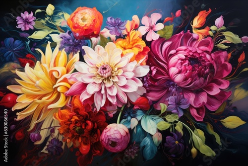 Wallpaper with a floral pattern, fresh colorful bouquet like present for Valentine. Generative Ai.