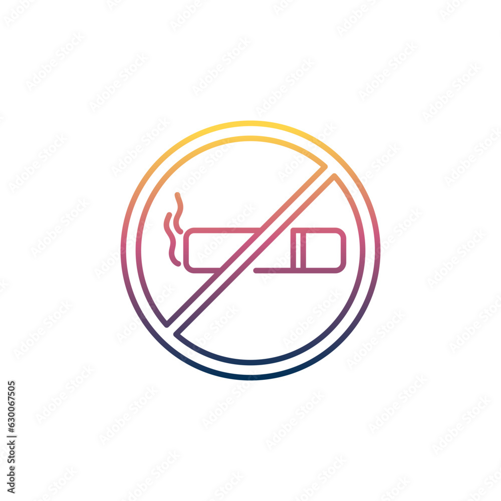 No smoking icon. Cigarette in prohibition sign. Vector illustration. No smoking icon. Cigarette in prohibition sign. Vector illustration.