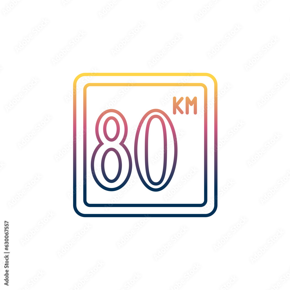 80km sign icon 80km sign icon